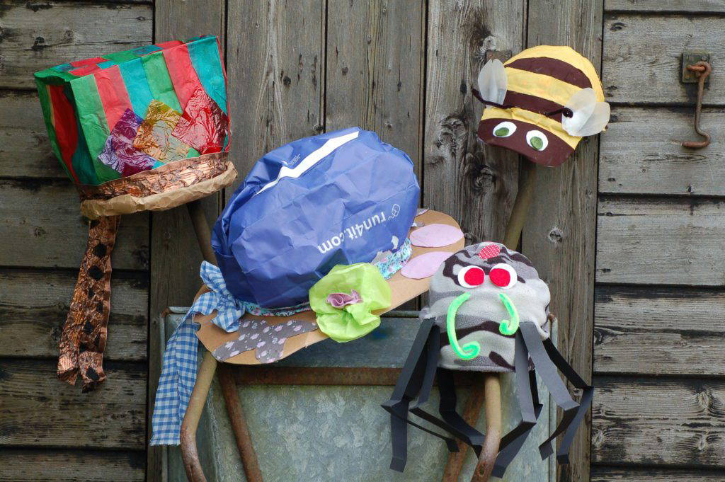 Recycled hats Cambo Gardens