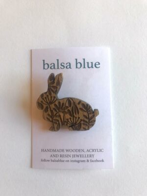 Balsa wood animal brooch - Rabbit