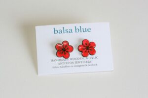 Wooden flower earrings