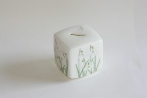 Snowdrop design china money box